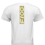 White Cursive "Metallic Gold" T Shirt